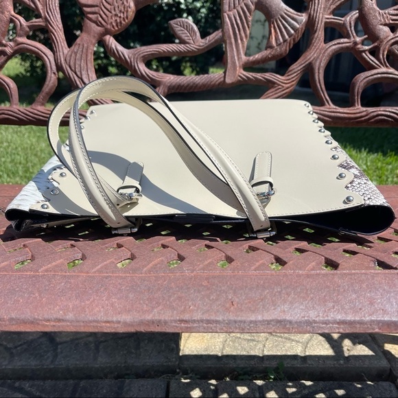 NWT Persaman NY Snake Embossed Leather Handbag Tote With Smaller Bag - Picture 12 of 14